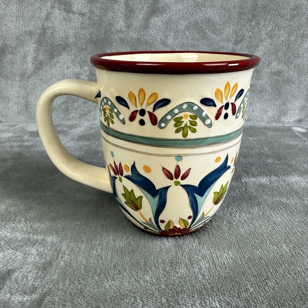 Bobby Flay Sevilla Mug Red Trim Discontinued NEW